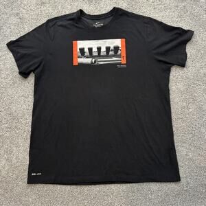 Nike Shirt Mens 2XL Black Dri-FIT Athletic Football Training Swoosh Graphic Tee
